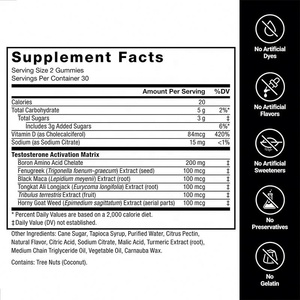 Gomitas de Alta Calidad Test X180, Potenciador de Testosterona con Hierba de Cabra en Celo, Tribulus Terrestris, Fenogreco, Maca Negra - Product Image 6