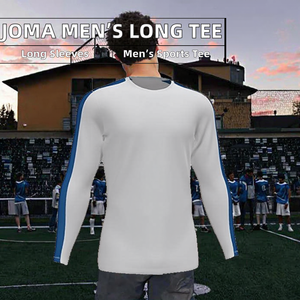 T-shirt à manches longues et col rond Academy pour homme Joma 100% polyester Interlock Blanc/Royal XL - Product Image 2