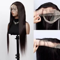 Perruque frontale transparente sans colle Foxen, 40 pouces, cheveux humains Remy lisses, densité 150%, couleur naturelle, perruque frontale HD