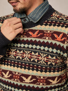 Jersey de lana Fair Isle para hombre, prendas de punto gruesas de estilo nórdico británico con patrón Vintage para el logotipo de otoño/invierno en la parte delantera - Product Image 5