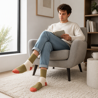 Chaussettes mi-mollet pour hommes, personnalisables avec logo OEM, en fibre de bambou respirante et très élastique, color block, pour le printemps et le quotidien