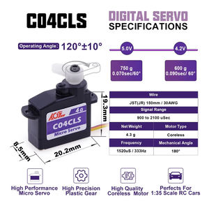 C04CLS 0.75KG Torque 6V Engranajes de Plástico de Alta Calidad Digital Sin Núcleo Mini 180 Grados Ángulo de Límite Mecánico RC - Product Image 5