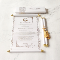 Tarjeta de invitación de boda de desplazamiento en caja de papel árabe, con texto personalizado