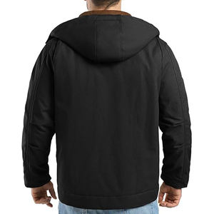 Blouson d'hiver pour homme, résistant à l'eau, à capuche, 100% coton, fermeture éclair, coupe décontractée, veste utilitaire isolée avec poches - Product Image 4