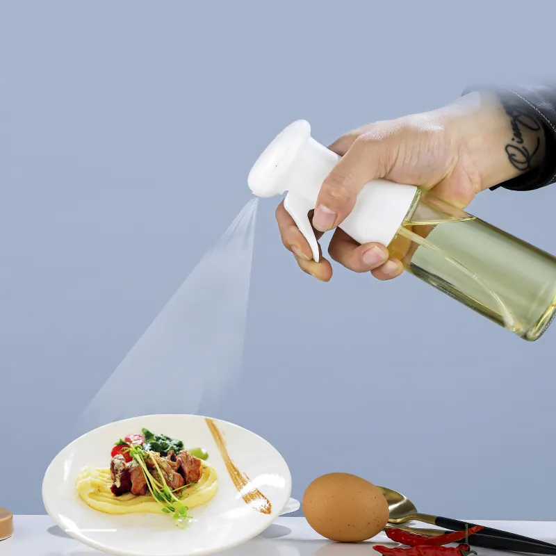 Wholesale 230ml Kitchen Pump Glass Vinegar Glass Bottle Oil Dispenser Olive Jar Oil Sprayer Bottle