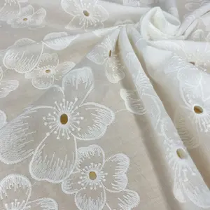 100% Cotton Material Lace Fabric Butterfly Embroidery Lace Textile For Women Clothing