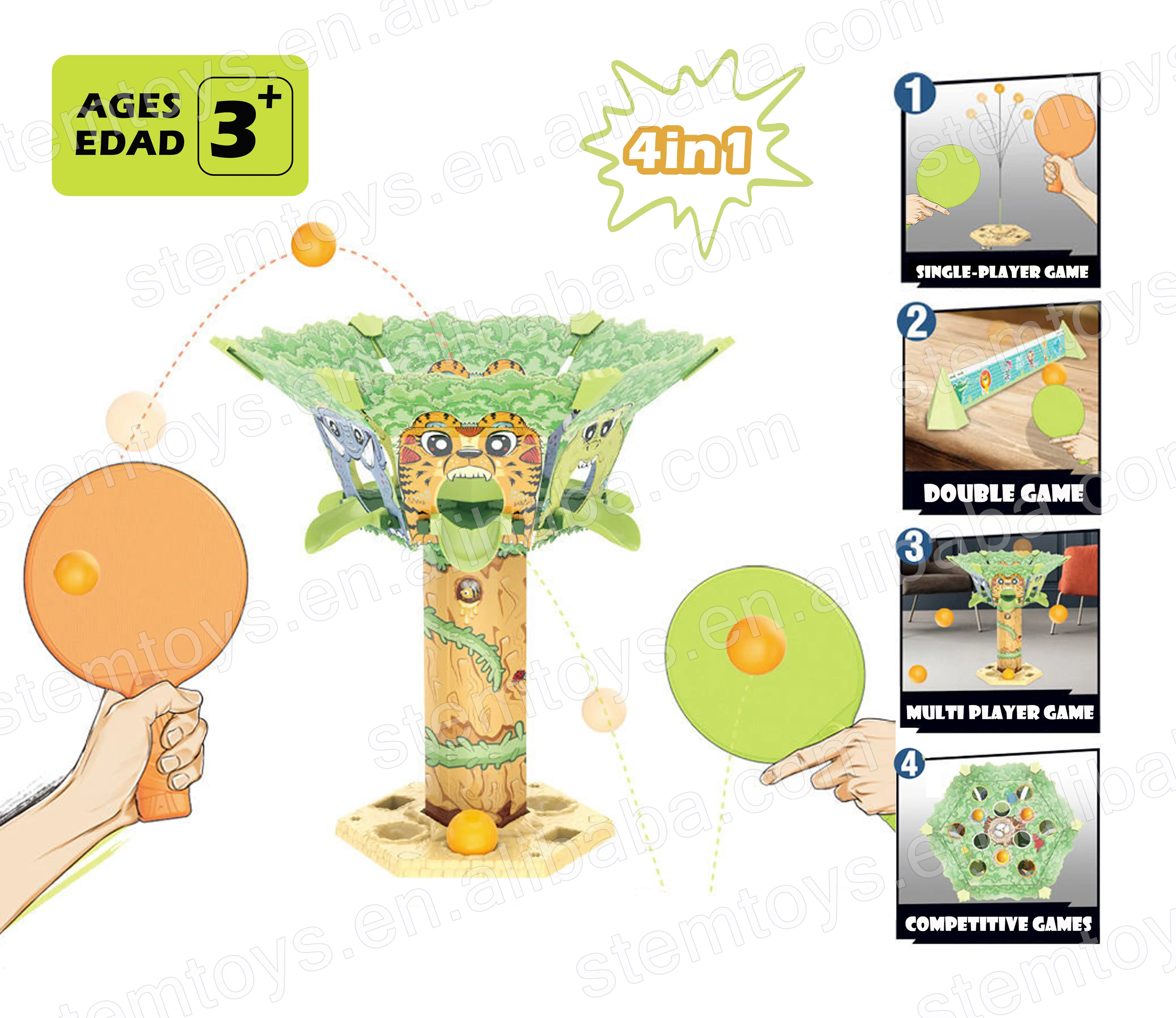 Juego de árbol de Ping Pong 4 en 1 para niños, Serie de deportes de interior, juguetes educativos Stem, Super grow future thinking, regalo