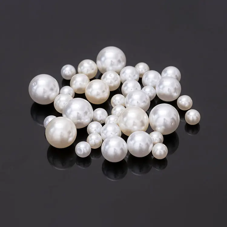 DIY Handmade Half/Straight Hole Artificial Plastic Pearls 6mm 8mm 10mm 12mm Round ABS Imitation Loose Pearls For Jewelry Making