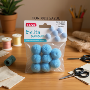 Iln <b>Wool</b> Pompom 2.5Cm Light Blue <b>Craft</b> Decorations - Product Image 3