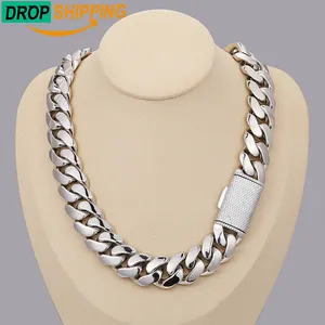 Dropshipping Hip Hop Jewelry 20mm Sterling Silver VVS Moissanite Iced Out Box Clasp Miami Cuban Link Chain Necklace For Men