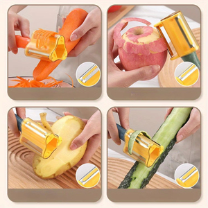 Éplucheur de fruits et légumes en acier inoxydable, manche en plastique durable, outil de cuisine multifonctionnel pour éplucher et racler - Product Image 4