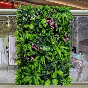 2024新的人工设计丛林风绿色植物墙户外植物绿墙树叶装饰