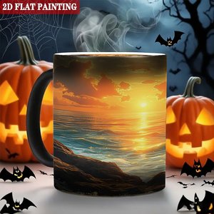 Taza Mágica de Cerámica Negra Esmerilada de 11 oz, Cambia de Color con el Calor, para Café, Uso en Oficina - Product Image 6
