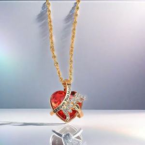 Collana con Gemma d'Amore per la Festa della Mamma, Bestseller E-commerce Transfrontaliero, Ciondolo Semplice e alla Moda 'Ti Amo Mamma' - Product Image 2