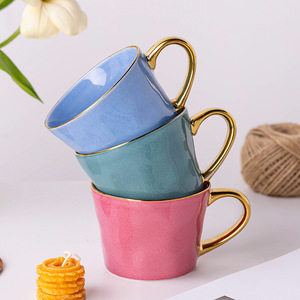 <b>Ceramic</b> Mug Solid Color Gold Rim Coffee Mug Gift <b>Cup</b> Customizable - Product Image 3