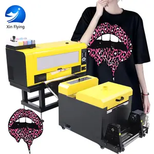 2023 Mendukung Dropshipping Penggunaan Di Rumah A3 2 Buah Kepala Kaus Printer Kustom Digital DTF Printer dengan Mesin Pengocok Bubuk