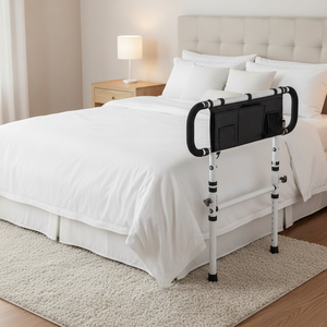 ที่วางแขนข้างเตียงแบบพับได้ ปรับความสูงได้ พร้อมกระเป๋าเก็บของ - Product Image 1