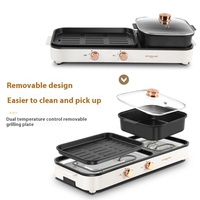 Olla Eléctrica y Parrilla BBQ 2 en 1 Moreland MagiCook 2026, Sin Humo, para Interiores, Shabu Shabu, con Control de Temperatura Dual Independiente