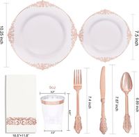 Ensemble de vaisselle jetable rose or pour fête, comprenant des gobelets, des serviettes et des assiettes en plastique, pour mariage et anniversaire