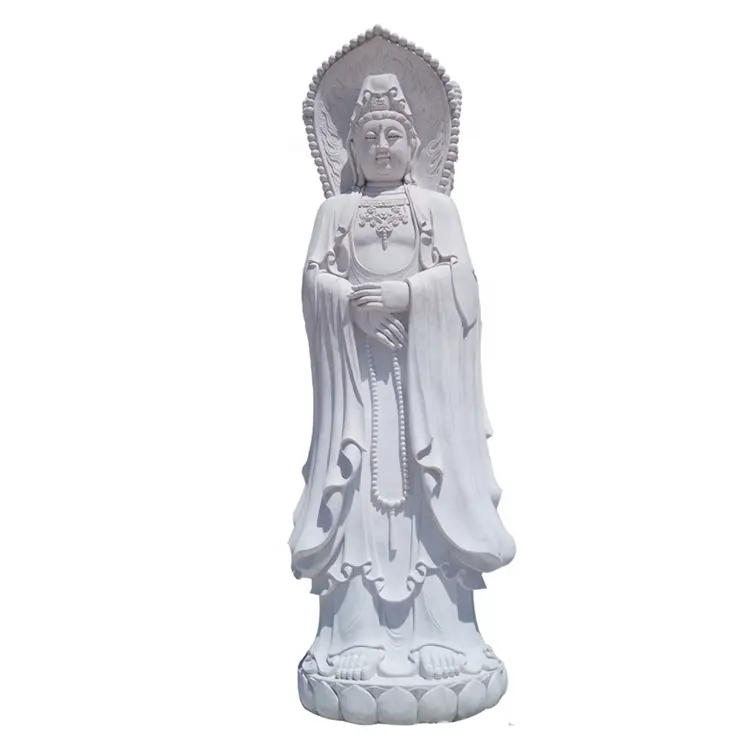 Arca Buddha batu hijau, patung buddha putih alami, batu guan yin