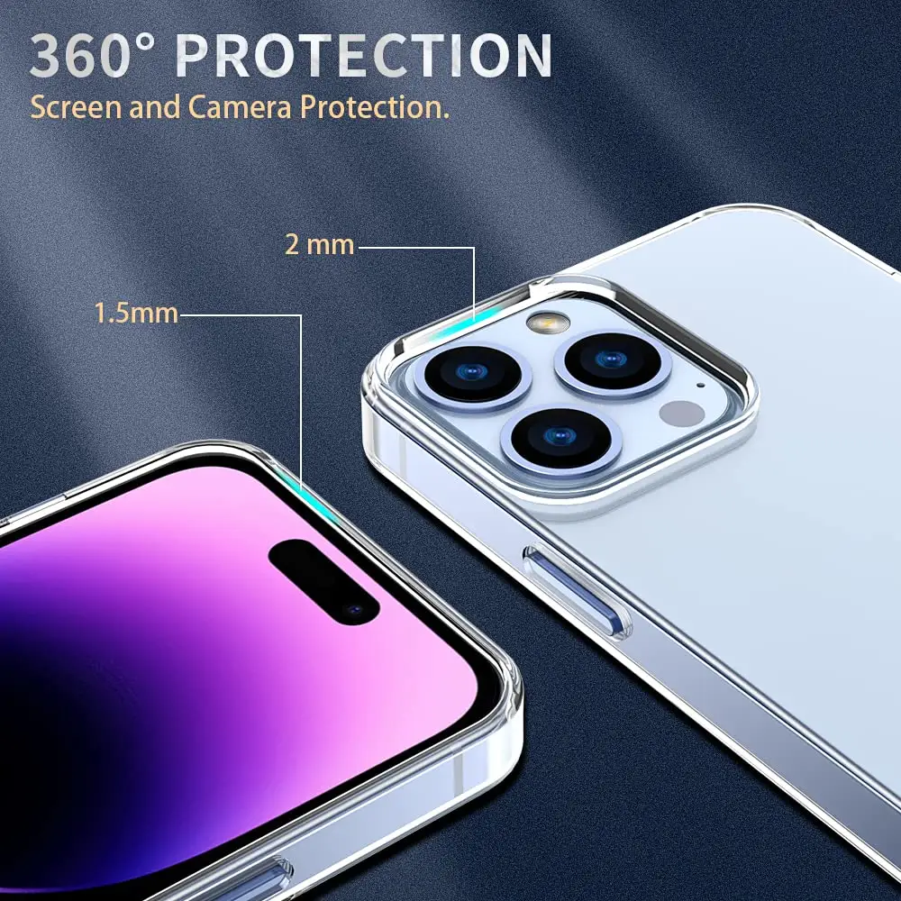 3 in 1 Full Phone Protection Set For iPhone 14 13 12 Pro Max 3D Screen Protector   Camera Lens Protector with TPU Phone Case