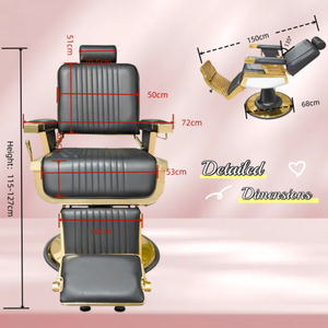 Chaise de coiffeur moderne en or noir robuste avec repose-pieds siège de coiffeur inclinable élégant et confortable pour salon de <span class=keywords><strong>coiffure</strong></span> - Product Image 6