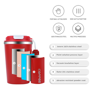 Portable 380ml Stainless Steel Vacuum Insulated Tumbler Coffee Thermos Cup for Keep <strong>Hot</strong>/Ice Coffee Mug With Spill Proof Lid - Product Image 3