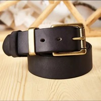 Sabuk kulit pria, sabuk kulit trendi vintage, gesper tembaga, sabuk kulit, gesper pin, sabuk jeans pria