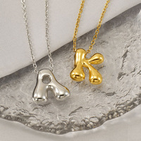 Colgantes de Letras de Burbuja Personalizados DIY, Acero Inoxidable, Chapado en Oro de 18k, Dijes con Nombre, Collar con Letras de Burbuja del Alfabeto de 26 Letras