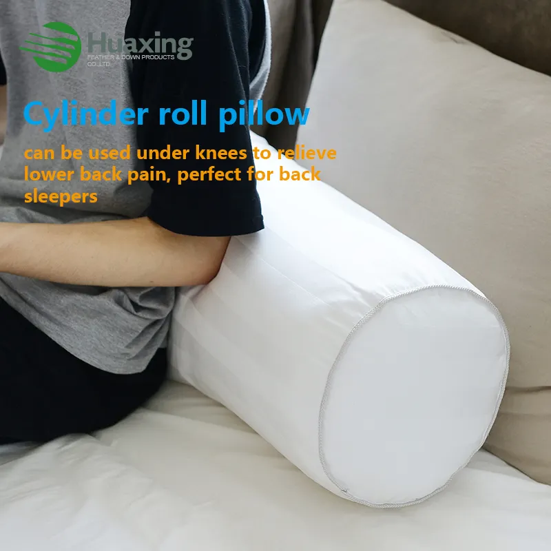 Carcasa de algodón 100% OKEO-Tex, relleno de fibra de poliéster estándar, almohada de refuerzo de cama redonda larga para soporte de cama, soporte para dormir