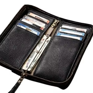 Portefeuille en cuir de qualité supérieure avec fermeture éclair, porte-cartes, organiseur pour hommes et femmes, portefeuille de voyage avec plusieurs emplacements pour cartes - Product Image 1