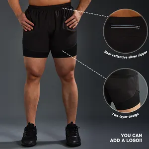 Double Layer Fast Dry Running Train Men Shorts Men's Running Shorts gym fitness clothing sports men workout shorts