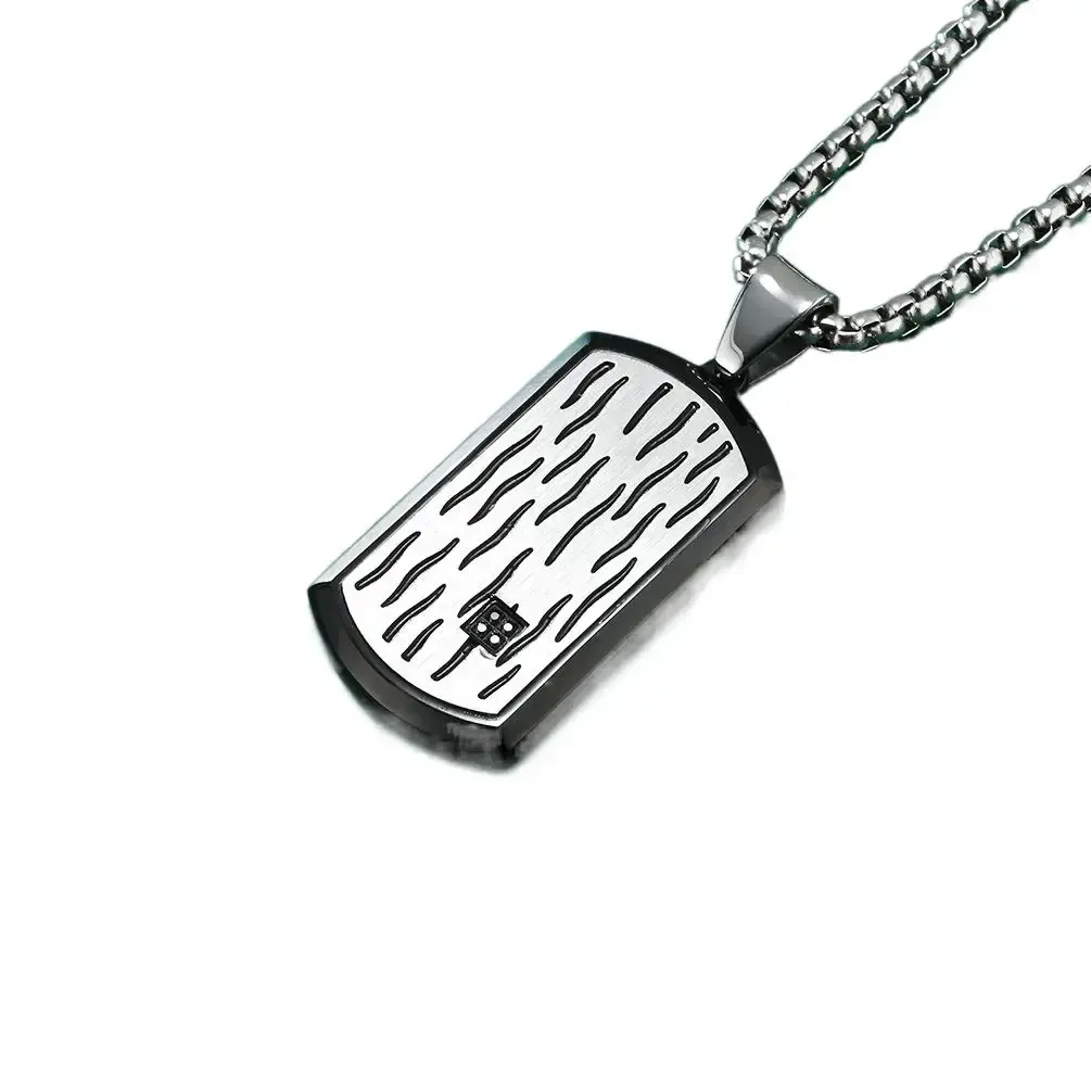 Acier pendentif noir + chaîne 3.0*60cm