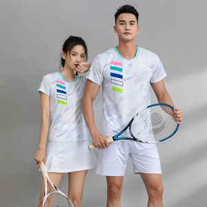 ชุดแบดมินตันระบายอากาศดีเยี่ยม ซับเหงื่อ พรีเมียม แขนสั้น แบบยูนิเซ็กส์ สวมใส่สบาย - Product Image 1