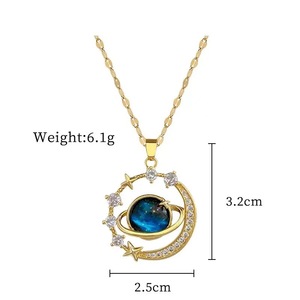 Collier ras du cou élégant en alliage pour femme, design rétro européen et américain, motif planète <span class=keywords><strong>des</strong></span> rêves, pendentif ciel étoilé, tendance transfrontalière - Product Image 3