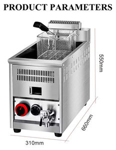 <span class=keywords><strong>Friteuse</strong></span> <span class=keywords><strong>professionnelle</strong></span> commerciale à <span class=keywords><strong>gaz</strong></span> GPL de grande capacité, de taille longue et profonde, de 12 L, avec robinet - Product Image 3