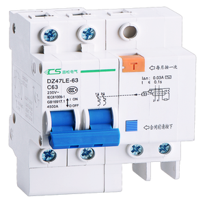 CNCSGK Rccb RCBO DZ47LE <span class=keywords><strong>Elcb</strong></span> Disyuntor de fuga a tierra de corriente residual 3P 16A 25A 32A 50A 63A 4.5KA 230/400V - Product Image 3