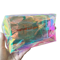 Holographique plaine maquillage pvc sac irisé cosmétique trousse de toilette étanche Portable maigre paillettes porte-crayon sac à main