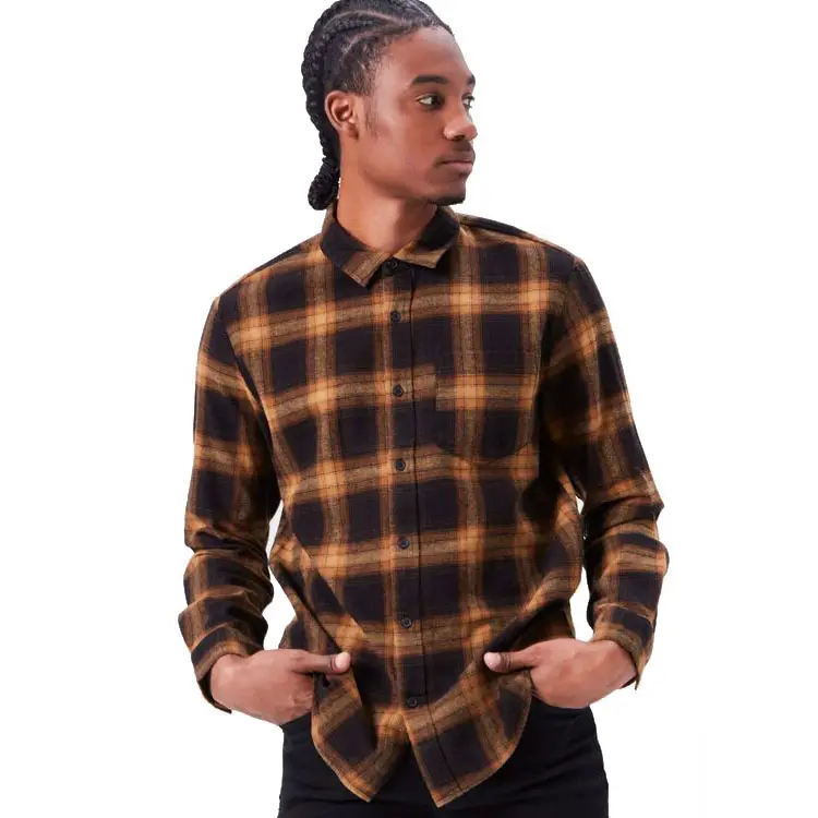 Wholesale Fashion Plaid Long Sleeve Custom Cotton Classic Fit Flannel Mens Shirts