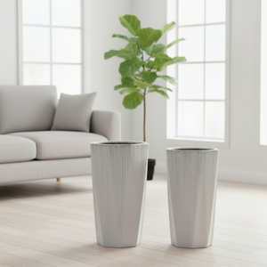 Set di 2 Grandi Vasi in Ceramica Smaltata per Piante Succulente e Piccoli Alberi, Design Moderno Stile Fattoria per Interni ed Esterni - Product Image 2