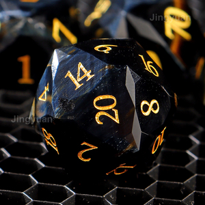 Dados DND personalizados de Ojos de tigre azul de fábrica, piedra natural poliédrica D4 D6 D8 D10 <span class=keywords><strong>D</strong></span> % D12 D20, dados para mazmorras y dragones - Product Image 2
