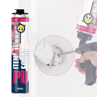 Mousse polyuréthane expansive forte GORVIA ITEM-R 750ml, type pistolet, pour calfeutrage, fixation et étanchéité des cadres de portes et fenêtres.