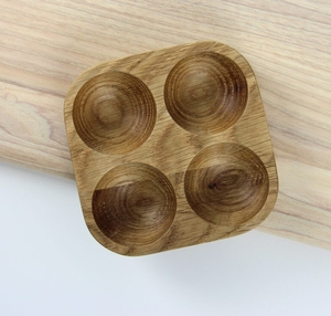 Porte-œufs en bois écologique à 4 emplacements, plateau carré bicolore, organisateur de rangement pour réfrigérateur et cuisine, prix abordable - Product Image 1