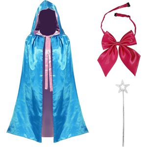 Disfraz de Madrina de Hadas, Capa Azul con Capucha, Lazo Rosa y Varita de Estrella, Disfraz de Princesa Reina para Halloween, Cosplay para Mujeres Adultas - Product Image 2