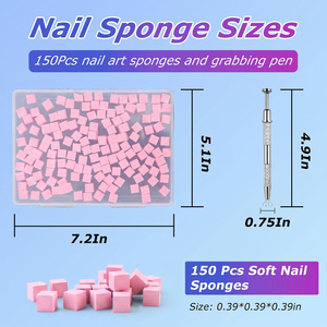 150 éponges carrées douces pour nail art avec stylo de préhension, outils de manucure DIY pour salon - Product Image 1