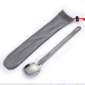 Accessoires de camping en plein air, randonnée pédestre, pique-nique, cuillère à long manche en titane, cuillère-fourchette en titane, couverts de camping, cuillère de camping, fourchette de camping - Product Image 5