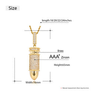 व्यक्तिगत 18k सोने की प्लेटेड तांबा हिप-हॉप पेंडेंट फैशनेबल बुलेट-आकार जिरकॉन क्रिश्चियन धार्मिक प्रतीक के साथ - Product Image 6