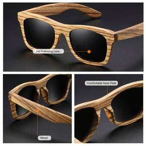 Gafas de Sol Cuadradas de Madera con Bisagras Metálicas y Logotipo Personalizado al por Mayor, Gafas de Sol Polarizadas de Madera de Zebra para Hombre y Mujer - Product Image 2