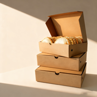 Cajas de Cartón Corrugado Reciclables para Empanadas Españolas con Logotipo Personalizado, Acabado Mate, Ventana y Diseño Plegable