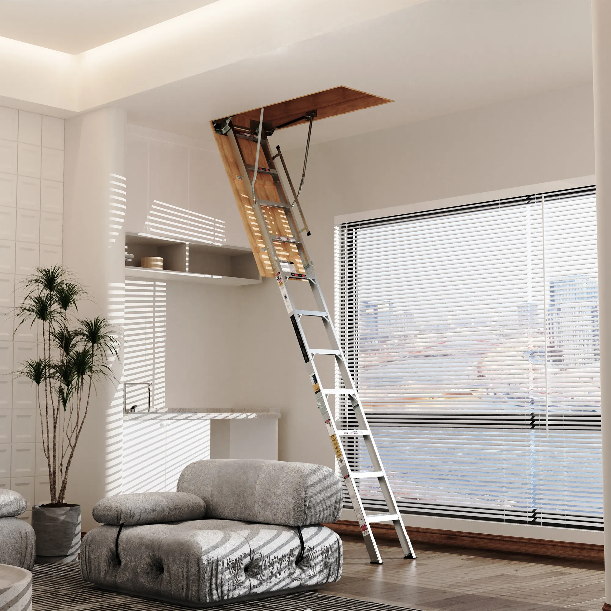 Multi Functionele Loft Opvouwbare Verlenging Aluminium Zolder Ladder Telescopische Loft Ladder